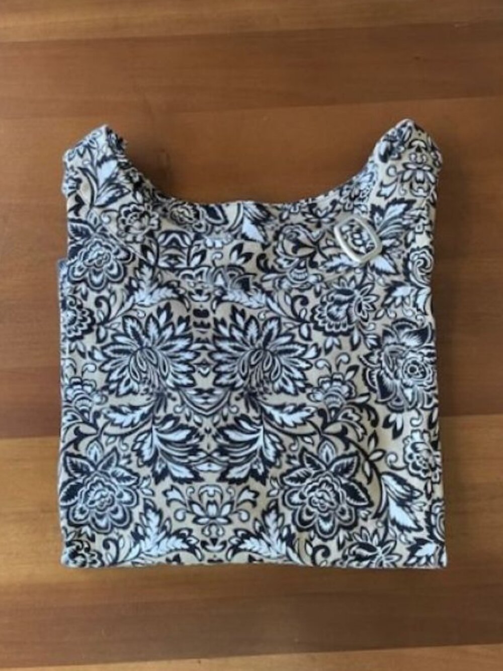 Kim Rogers All Cotton Top with Silver Buckle Embellishment and 3/4 Sleeves